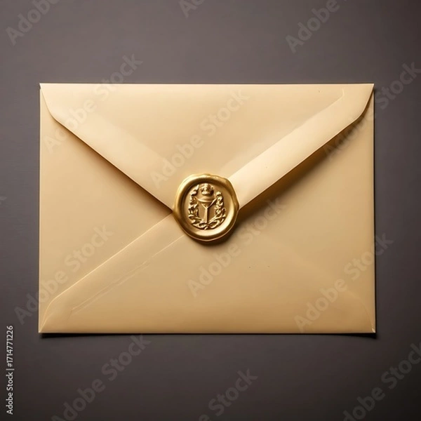 Fototapeta Envelope with golden wax seal