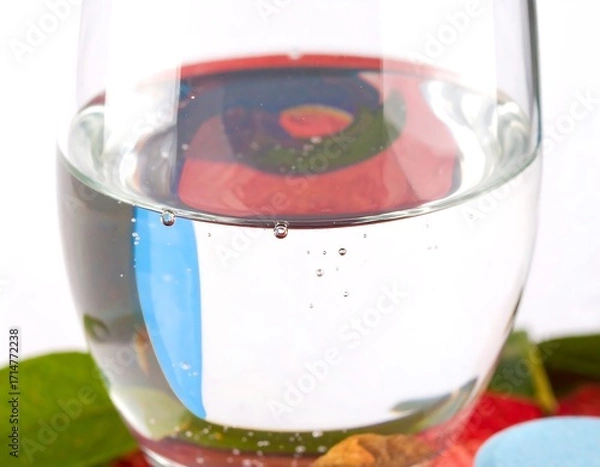 Fototapeta Water in glass, colorful swirl