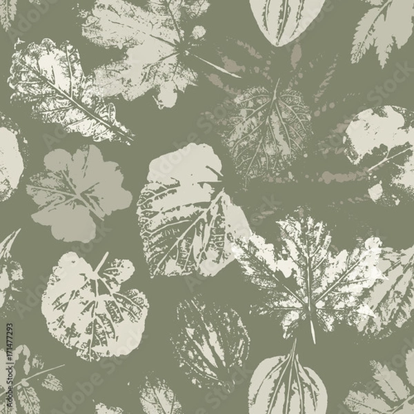 Obraz   pattern with stamp leaves. Endless texture for nature design. Hi detailed. Vector illustration for paper, wallpapers, textile, web. Vintage design