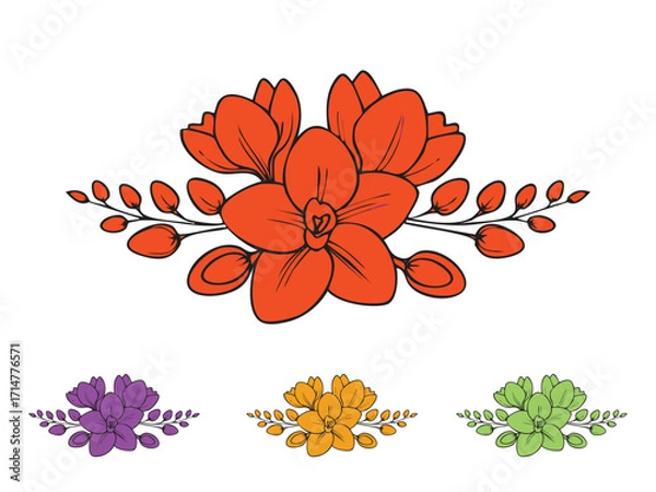 Fototapeta Modern Vector frezia Flowers Design Element Floral Bouquet Design Illustration