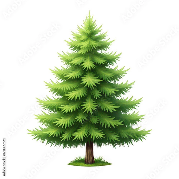 Fototapeta Realistic green pine tree isolated on transparent background