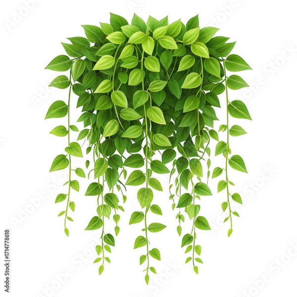Fototapeta Lush green hanging plant with cascading vines isolated on transparent background