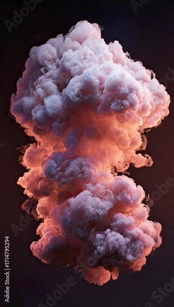 Fototapeta Abstract orange and white ink cloud swirl