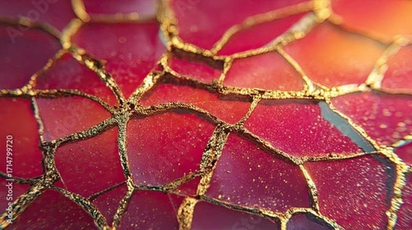 Fototapeta Abstract red gold crackle texture design