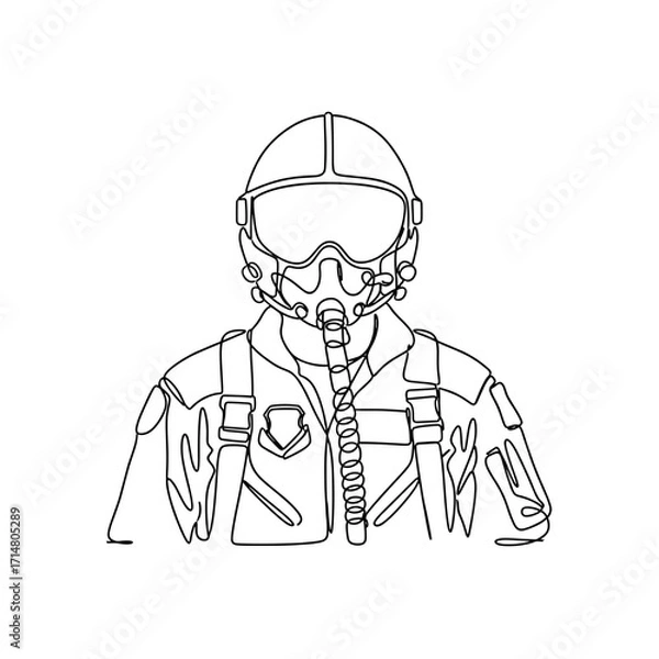 Obraz Line art of a fighter pilot wearing helmet and protective gear  
