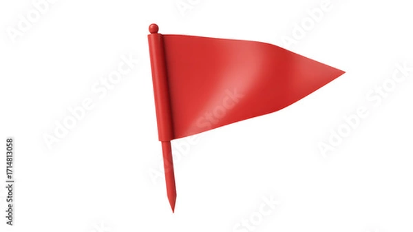 Obraz A vibrant red triangular flag on a pole against a stark black background in a simple illustration