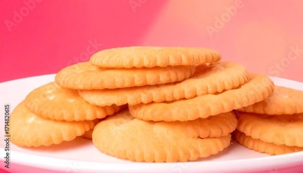 Obraz Stack of crackers on white plate