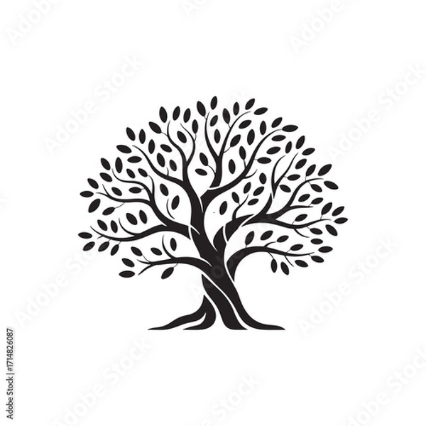 Fototapeta vector tree silhouette with roots