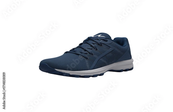 Fototapeta Dark blue athletic running shoe isolated on black background