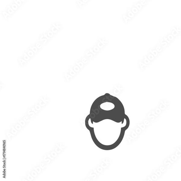 Fototapeta Simple flat design vector icon of a man in a baseball cap. Anonymous user profile avatar or team member pictogram for web and mobile apps