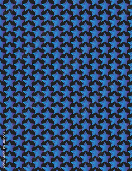 Obraz Blue Stars Pattern on Black Background