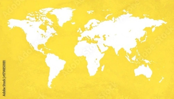 Obraz World map on yellow textured background