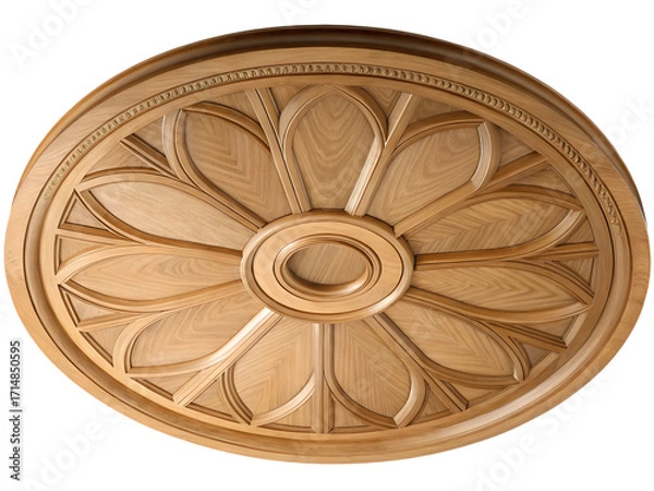 Obraz Wooden ceiling rosette isolated on transparent background