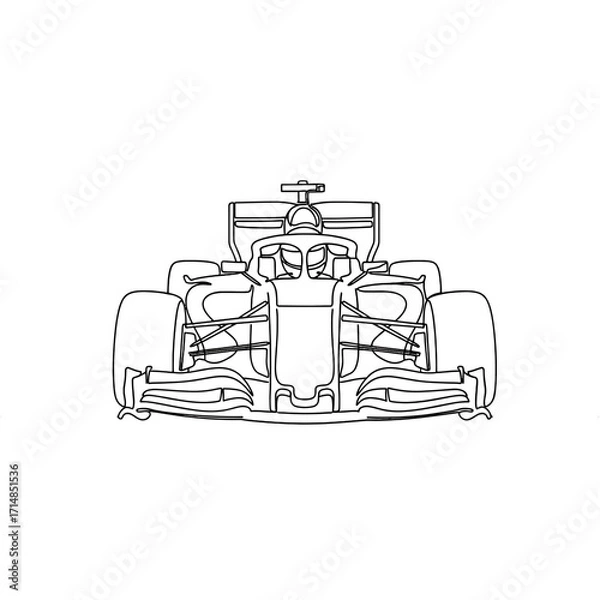 Obraz Outline of a racing car in a minimalist design on a white background  