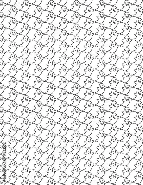 Obraz Cute Ghost Pattern Background, Seamless Halloween Design for Textiles and Wallpapers