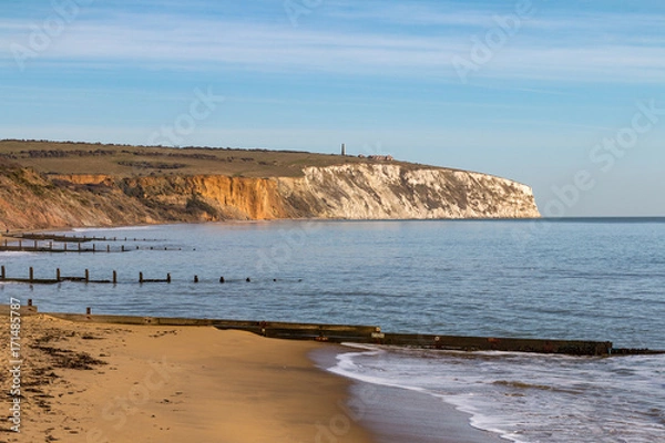 Fototapeta Sandown Bay on the Isle of Wight, looking towards Red Cliff and Culver Cliff