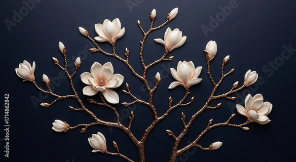 Fototapeta Abstract Magnolia with Bronze Highlights