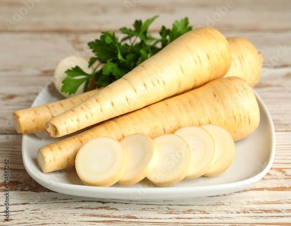 Obraz Fresh parsnips on a plate