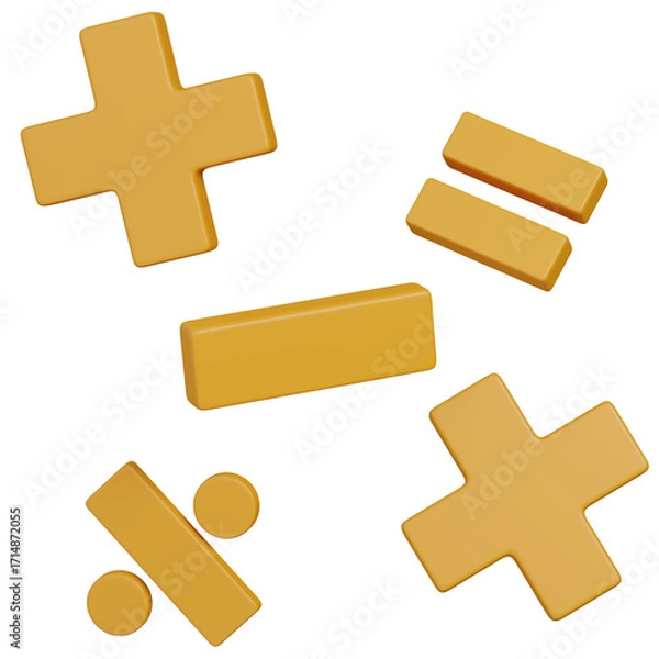 Fototapeta 3D Rendered Math Symbols oicon 