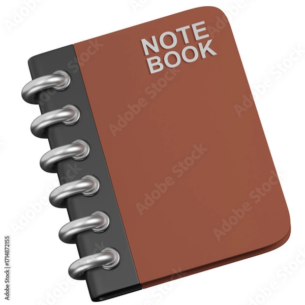 Fototapeta 3D Rendered Brown Notebook with Spiral Binding icon  