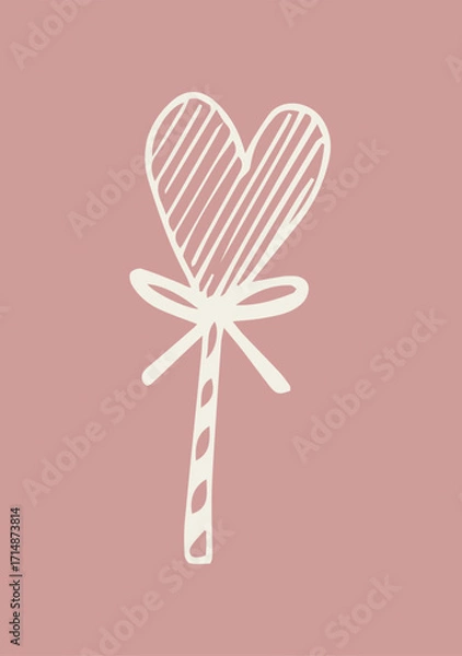 Obraz Illustration Hand Draw Doodle Candy Heart with Pink Background