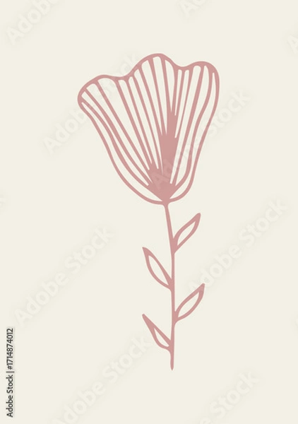 Obraz Illustration Hand Draw Doodle Pink Flower Growing