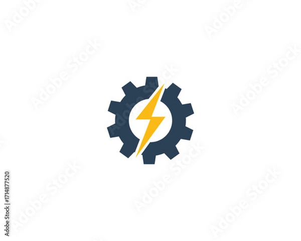 Obraz Gear with lightning bolt vector illustration