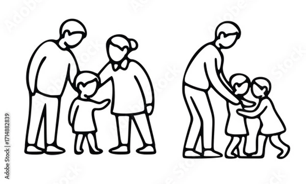 Fototapeta Family Moments in Illustration: A heartwarming illustration depicting a family of different generation, with an emphasis on the bond and care that family provides in their daily life.