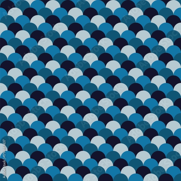 Fototapeta Pattern created from rows of overlapping blue and pale grey circles