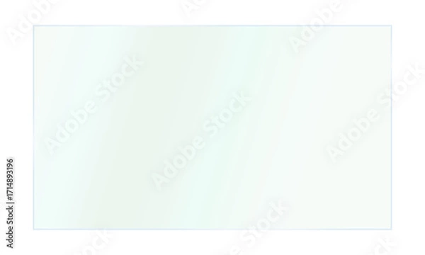 Fototapeta Realistic transparent shiny glossy green glass panel with light glare reflective surface effect overlay on isolated background rectangle gradient window mirror png