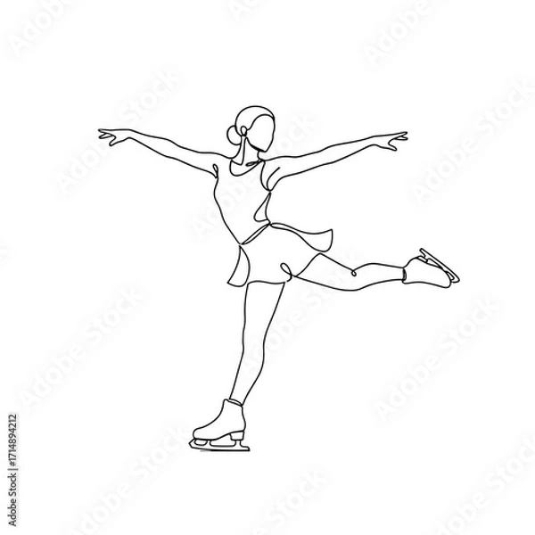 Obraz Female figure skater performing a graceful pose on ice  