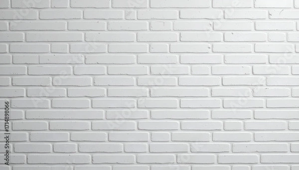 Fototapeta White Brick Wall with Classic Staggered Pattern – Minimal Textured Architectural Background