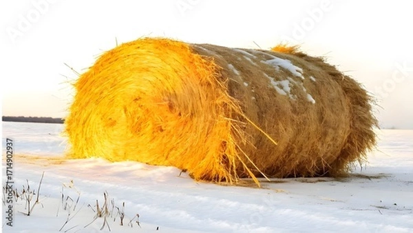 Fototapeta golden-yellow-haystack-isolated-on-a-white-