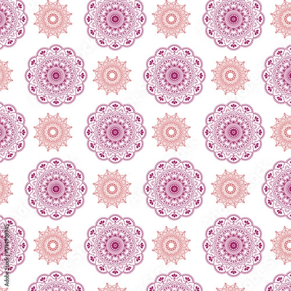 Fototapeta Multicolored Mandala Repeat Pattern, Detailed Red and Blue Mandala Pattern