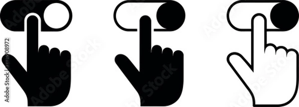 Fototapeta Toggle switch positions with finger touch for user interface control