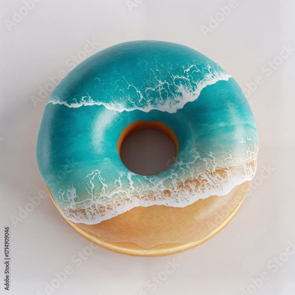 Fototapeta Donut oceano com cobertura inspirada em ondas do mar