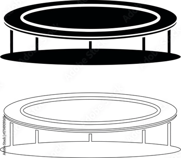Fototapeta Trampoline vector illustration in black and white for backyard fun