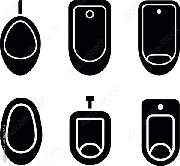 Fototapeta Urinal Icon Collection Public Restroom Facilities Minimalist Black and White Design