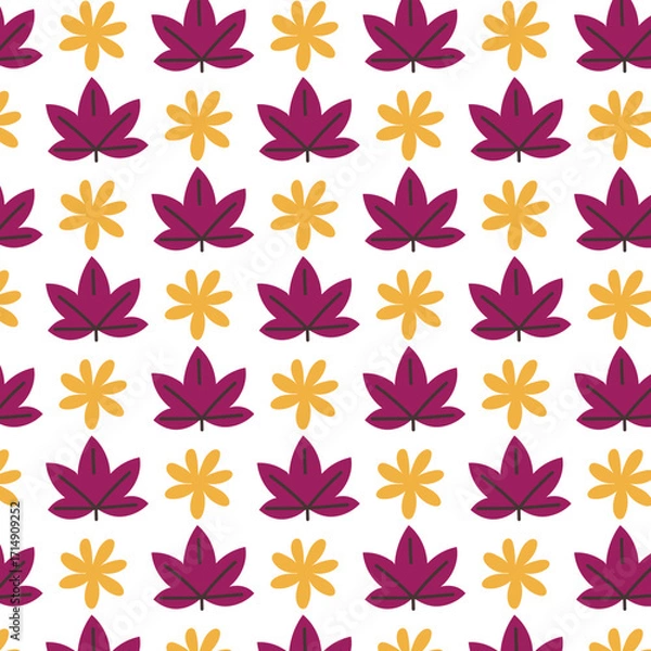 Fototapeta Autumn Leaf and Flower Repeat Pattern