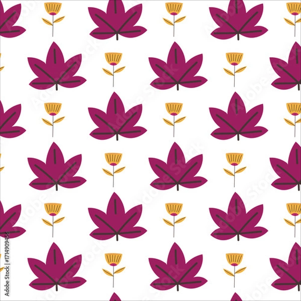 Fototapeta Abstract Floral and Leaf Repeat Pattern