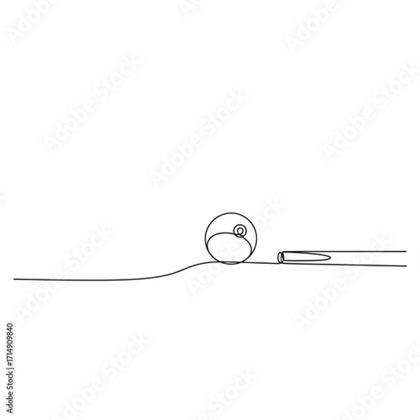 Fototapeta Minimalist line illustration depicting a spherical object and a cylindrical shape, showcasing simplicity and elegance in design with a focus on abstract forms and fluidity