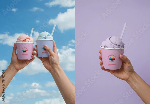 Obraz Pastel Ice Cream Cup Mockup
