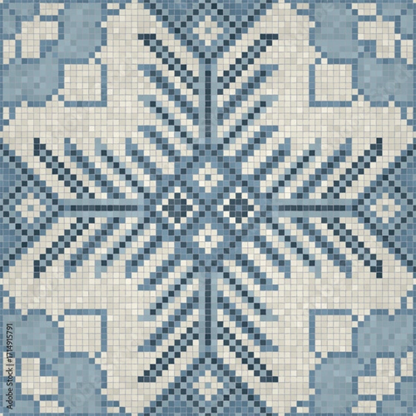 Fototapeta Mosaic tiles decorative background, seamless repeating vector pattern template for  wallpaper, background, wood print, metal print, plastic print, glass print, decor