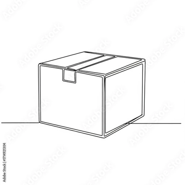 Fototapeta Line art illustration of a closed box with copy space