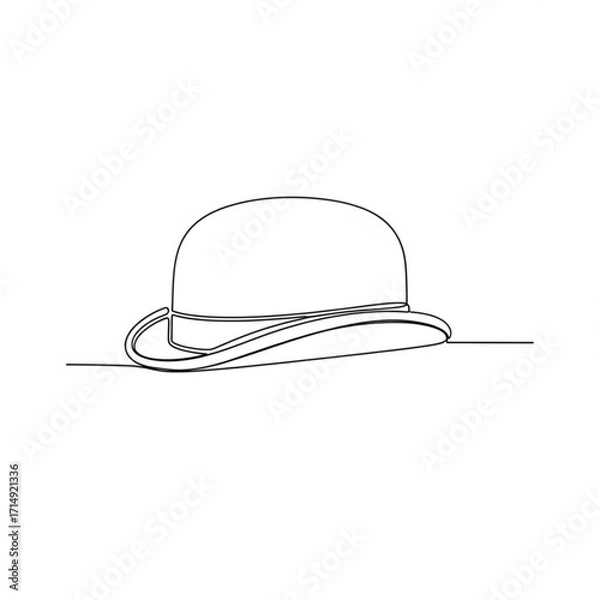 Fototapeta Line art illustration of a classic bowler hat with copy space