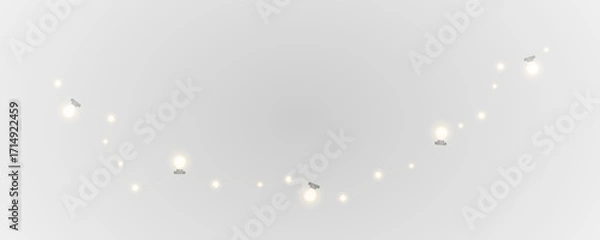 Fototapeta Christmas and New Year glowing garlands of bulbs and lights. Design element for holiday cards, backgrounds, business cards, vector png on transparent background.