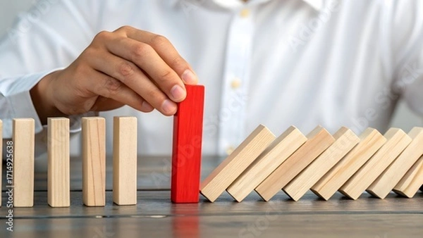 Fototapeta Stopping the domino effect with a strategic intervention action plan