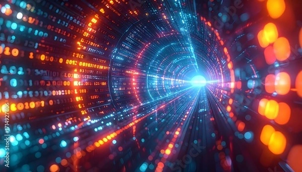 Obraz Cyber Data Protection Background with Smooth Encrypted Code Pattern – Metallic Style