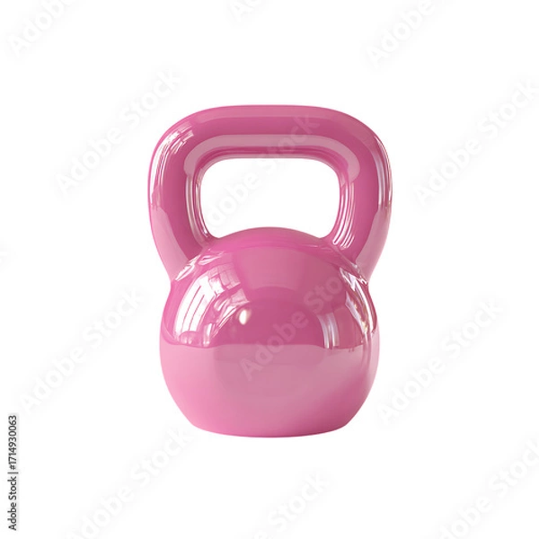 Fototapeta pink kettlebell with smooth glossy surface isolated on a transparent background, in a PNG format