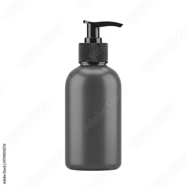 Fototapeta Dark gray pump bottle isolated on transparent background